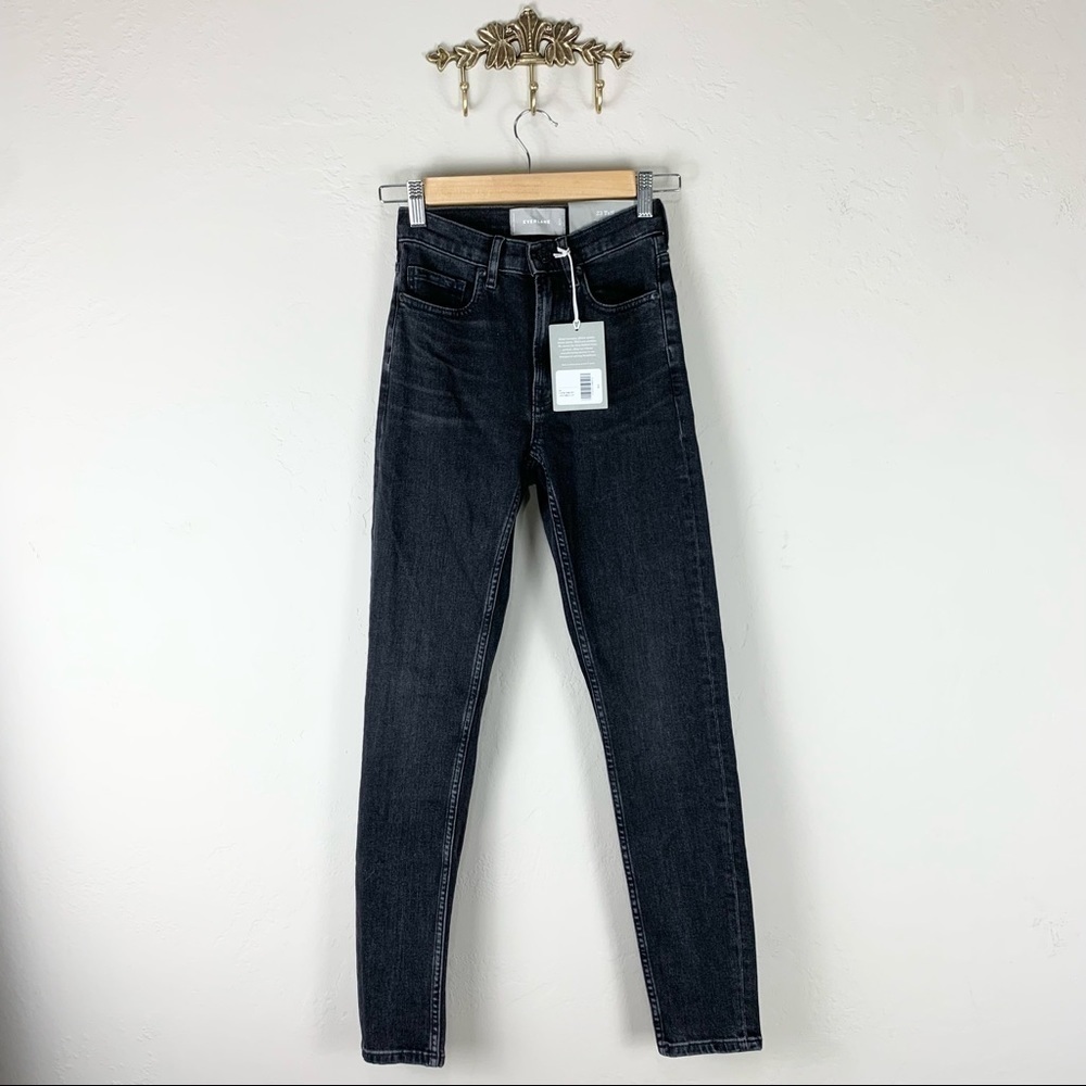 NWT NEW Everlane High Rise Skinny Jeans in Washed Black Size 23 Tall
